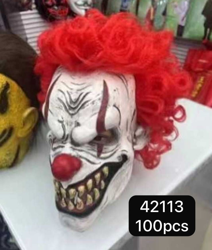 Máscara de Payaso Pelo Rojo de Látex - Halloween Terror | Diki Shop