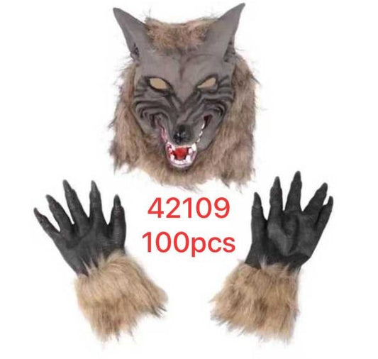 Máscara de Lobo con Guantes de Látex - Halloween Chile | Diki Shop